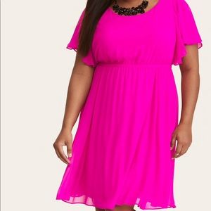 Torrid size O Hot Pink flutter Chiffon Dress t